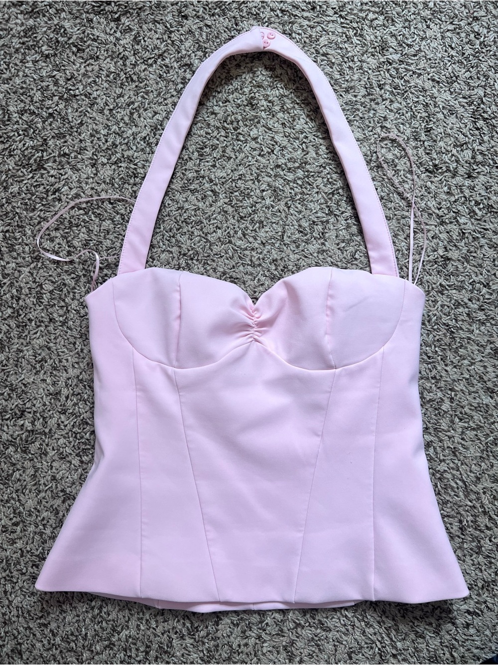 Zara Pale Pink Halter Bustier Top